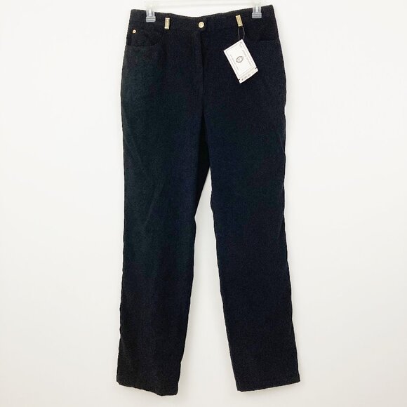 NWT St. John Sport By Marie Gray Black Straight Leg Pants Size 16 High Rise